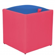 Taburet Box imitatie piele - roz/albastru